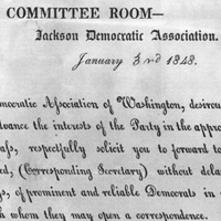 The Jackson 傑克森民主聯盟尋找其他民主黨人投票給傑克森 The Jackson Democratic Association was looking for other Democrats to vote for Jackson. 