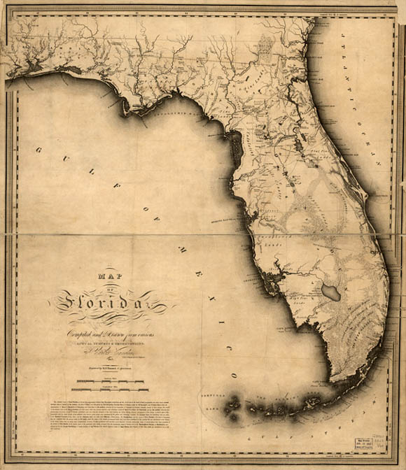 1823年確認的佛羅里達州範圍 Map of Florida, 1823. 