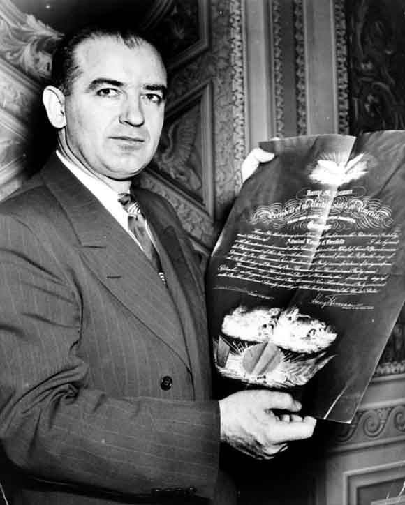 Photograph of Senator Joseph McCarthy, 1950.