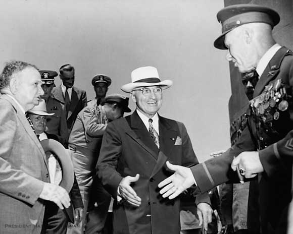 Photograph of President Harry S. Truman and General George C. Marshall.