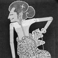 Black and white photo of a shadow puppet