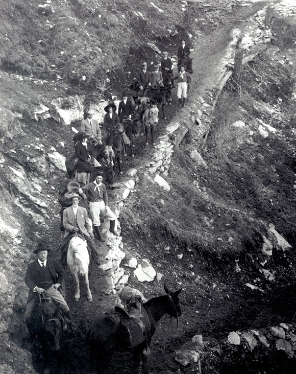 Historic photo of mule riders