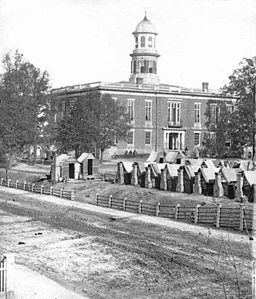 Photo of 'Atlanta, Georgia. City Hall; camp of second Massachusetts Infantry on the grounds.'