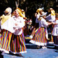 Photo of people dancing in brightly colored costumes