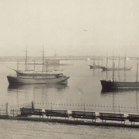 Boats in the harbor in Portland, Maine