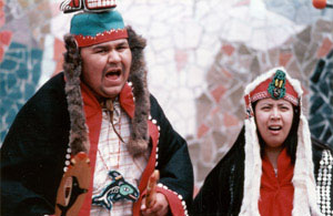 Photo of two Cape Fox Dancers in costume