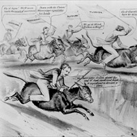 Political cartoon 'SECESSION MOVEMENT' from 1861.