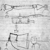 Alexander Graham Bell's design sketch of the telephone, ca. 1876.
