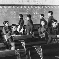 Native Americans during mathematics class at Indian School, Carlisle, Pennsylvania