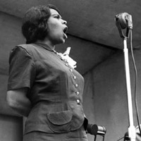 Bernstein and Marian Anderson at Lewisohn Stadium, New York, 1947.