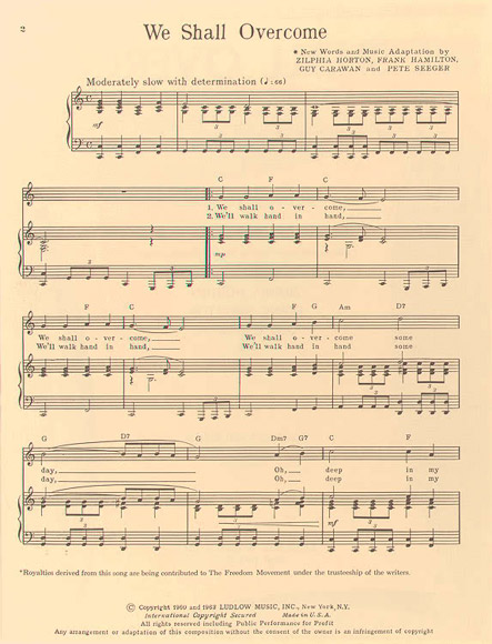 Sheet music for 'We Shall Overcome'