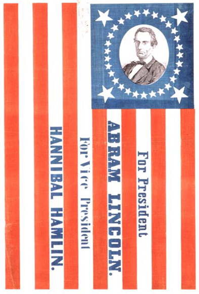 Poster for Lincoln and Hamlin.