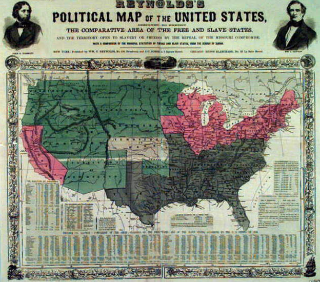 Map comparing slave and free states, 1856.