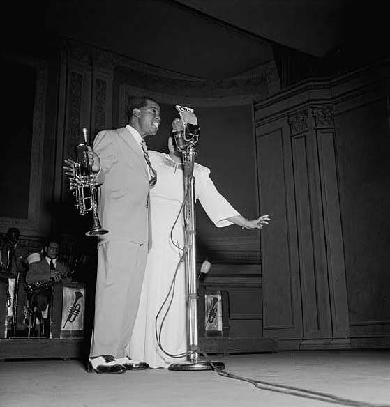 Portrait of Louis Armstrong and Velma Middleton, Carnegie Hall, 1947.