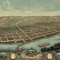 Bird's eye view map of Guttenberg, Iowa