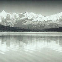 Panoramic photo of Mt. McKinley and the Alaska Range