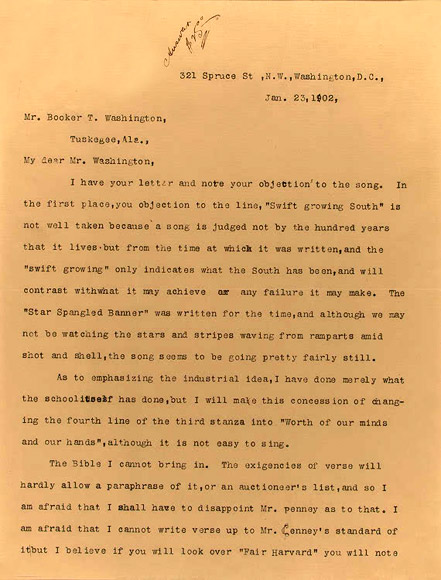Letter from Paul Laurence Dunbar to Booker T. Washington, 1902.