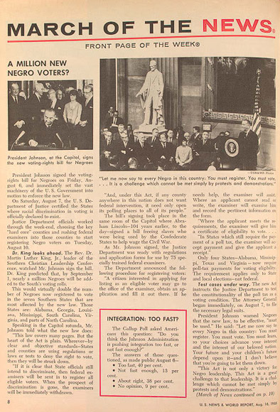 Signing the Voting Rights Act, August 6, 1965.