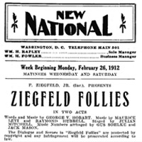 Playbill from the Ziegfield Follies, 1912.