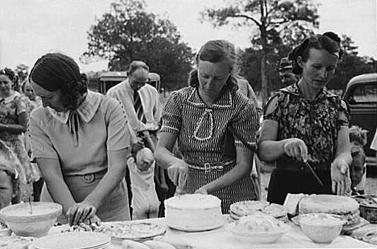 Cutting Cakes, Dinner of All Day Community Sing. Pie Town, New Mexico
