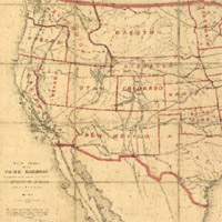 Map of routes for a Pacific Railroad