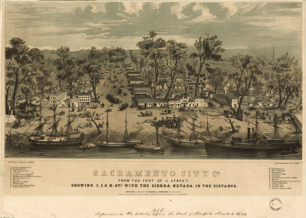 一張沙加緬度  (Sacramento) 地圖, 1850