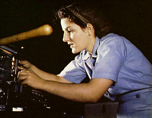 Mary Louise Stepan, 21, used to be a waitress. She has a brother in the air corps.