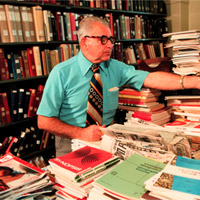 An employee sorts items