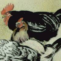 Three Roosters Sitting on Cracker Box.