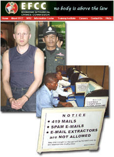 網絡犯罪舉報中心和
其他美國執法機構與尼日利亞經濟和金融犯罪委員會等國際組織和其他國家的執
法官員共同打擊網上詐騙活動。(美聯社/環球圖片；網頁信息廣告由經濟金融犯
罪委員會提供)