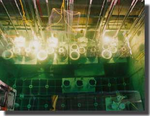 Spent nuclear fuel rods in a cooling pond