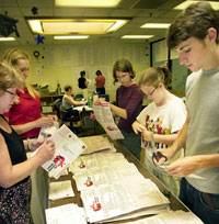 自從1912年以來，華盛頓州一直允許公民在選舉時提出公投提案，只要有足夠數目的選民簽署請願書即可將提案付諸表決。圖為支持一項教育提案的志願工作者在統計請願書籤名。