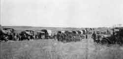 This 1919 photo shows an army convoy trying to drive across country.  The convoy, 280 men and 72 vehicles, took two months to make it from Washington, D.C. to San Francisco via scattered highways and rural roads.