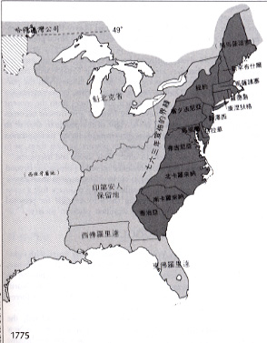 East part of U.S. map in 1775 