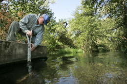 California state workers measuring the flow on Butte Creek