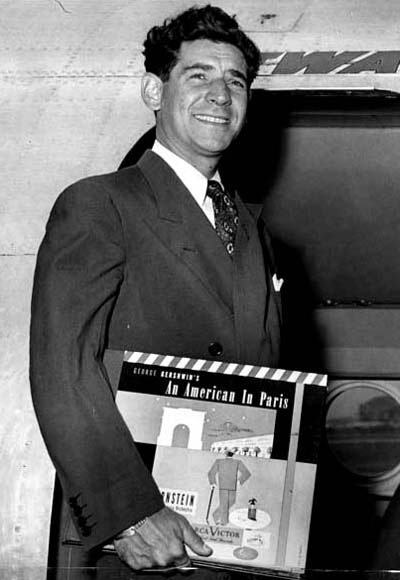 Photo, 'Bernstein departing for Israel to assume duties as musical director of the Israel Philharmonic Orchestra...1948.'