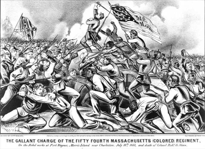 The Gallant Charge of the 54th Mass. [colored] regiment of the rebel works of Ft. Wagner... July 18, 1863.