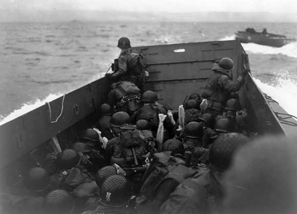 Photograph of landing craft, 1944.