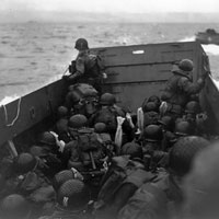 Photograph of landing craft, 1944.