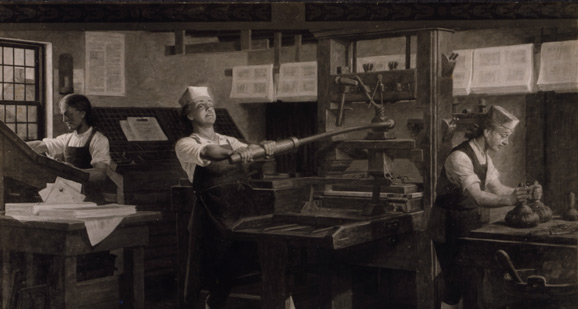 從事印刷工作的班傑明富蘭克林 Franklin working as a printer 