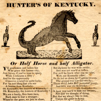 海報上讚揚肯塔基人在紐奧良之役表現驍勇善戰的詩句  Poster with a poem that praises the bravery of Kentuckians in the Battle of New Orleans