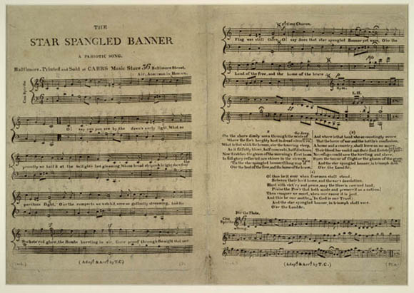 美國國歌星條旗之歌（STAR SPANGLED BANNER）的樂譜 