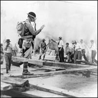 Photo of soldiers evicting World War I veterans.