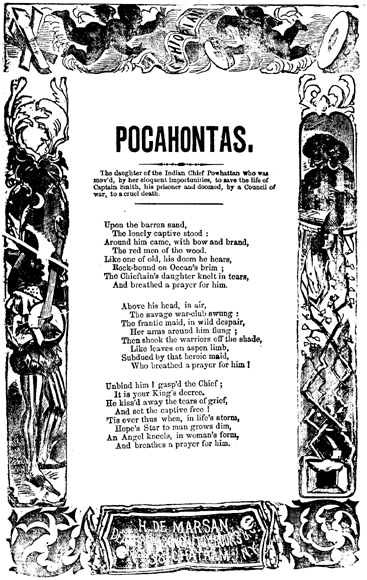 Song sheet, 'Pocahontas'