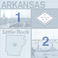 graphic map and images of Arkansas