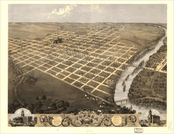 這張在1869年堪薩斯州托貝卡市的鳥瞰圖，可以讓你對堪薩斯平原有一點概念