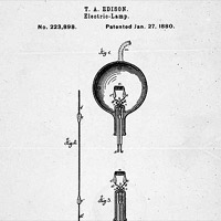 Thomas Edison's Electric Lamp Patent Drawing and Claim [Incandescent Light Bulb]