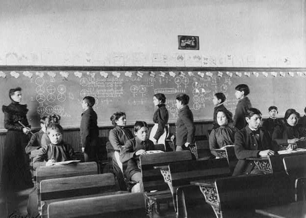 Native Americans during mathematics class at Indian School, Carlisle, Pennsylvania