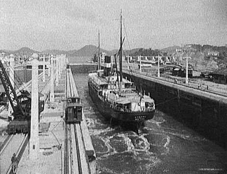 View of the Miraflores Locks, east chamber, Panama Canal