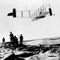 Orville Wright making record soaring flight of 9 3/4 min., Kitty Hawk, N.C.